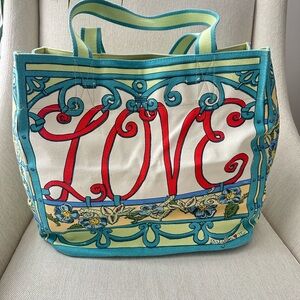 Brighton Winter's Love Canvas Tote Large Shopper Bag Tom Clancy Floral Art